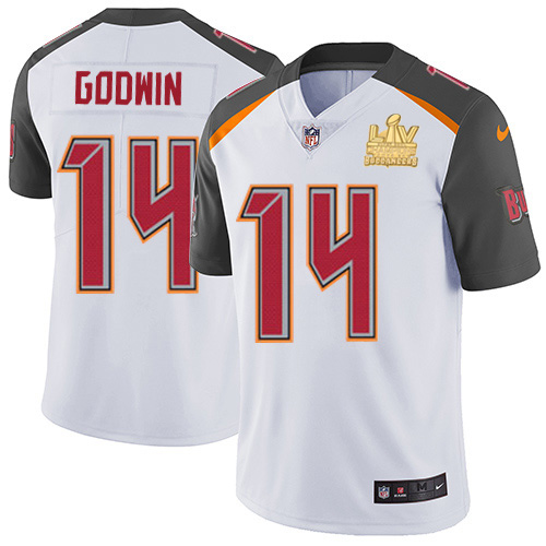 Buccaneers #14 Chris Godwin White Men's Super Bowl LV Champions Patch Stitched Vapor Untouchable Limited Jersey cheap jerseys for sale - CheapJerseys.Shop