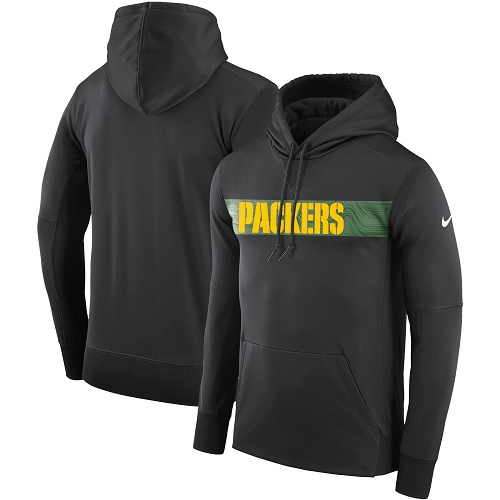 Men's Green Bay Packers Charcoal Sideline Team Performance Pullover Hoodie cheap jerseys for sale - CheapJerseys.Shop