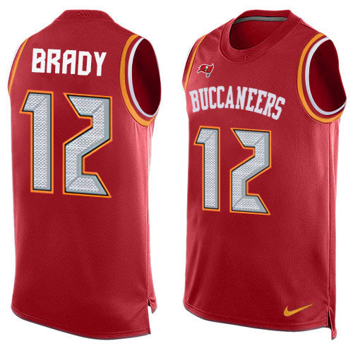 Buccaneers #12 Tom Brady Red Team Color Men's Stitched Limited Tank Top Jersey cheap jerseys for sale - CheapJerseys.Shop