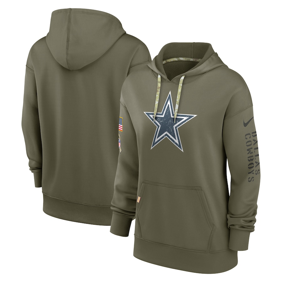 Dallas Cowboys Women's 2022 Salute To Service Performance Pullover Hoodie - Olive cheap jerseys for sale - CheapJerseys.Shop
