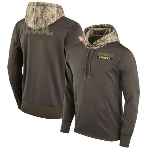 Youth Pittsburgh Steelers Olive Salute To Service Sideline Therma Pullover Hoodie cheap jerseys for sale - CheapJerseys.Shop