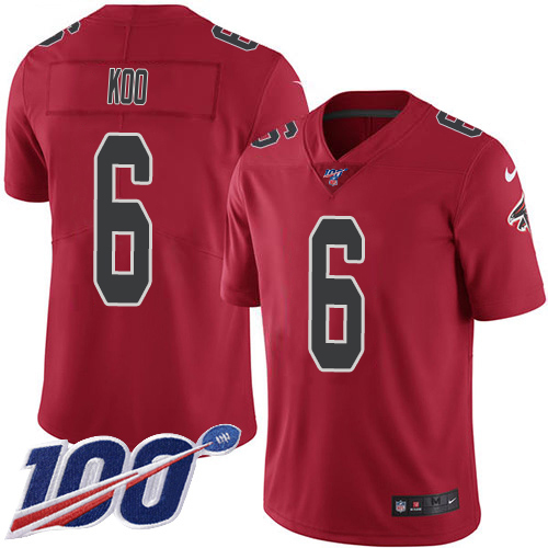 Falcons #6 Younghoe Koo Red Men's Stitched Limited Rush 100th Season Jersey cheap jerseys for sale - CheapJerseys.Shop