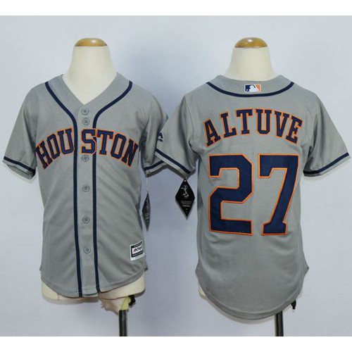 Houston Astros #27 Jose Altuve Grey Cool Base Stitched Youth Jersey Youth cheap jerseys for sale - CheapJerseys.Shop