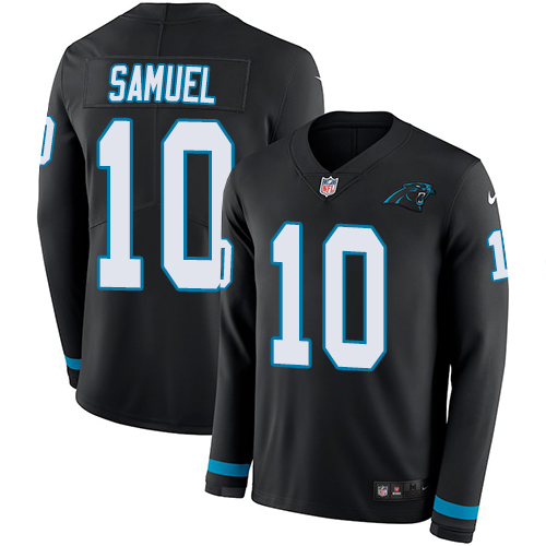 Carolina Panthers #10 Curtis Samuel Black Team Color Men's Stitched Limited Therma Long Sleeve Jersey Men's cheap jerseys for sale - CheapJerseys.Shop