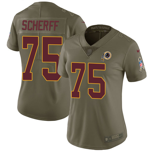 Washington Commanders #75 Brandon Scherff Olive Women's Stitched Limited 2017 Salute to Service Jersey Womens cheap jerseys for sale - CheapJerseys.Shop