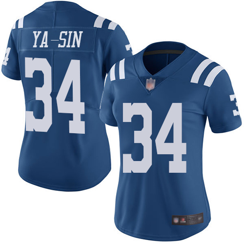 Indianapolis Colts #34 Rock Ya-Sin Royal Blue Women's Stitched Limited Rush Jersey Womens cheap jerseys for sale - CheapJerseys.Shop