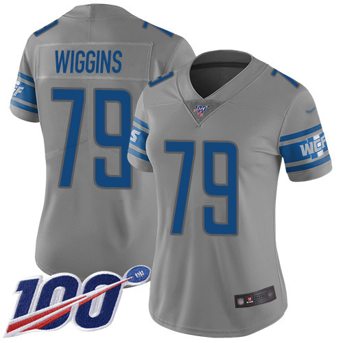 Detroit Lions #79 Kenny Wiggins Gray Women's Stitched Limited Inverted Legend 100th Season Jersey Womens cheap jerseys for sale - CheapJerseys.Shop