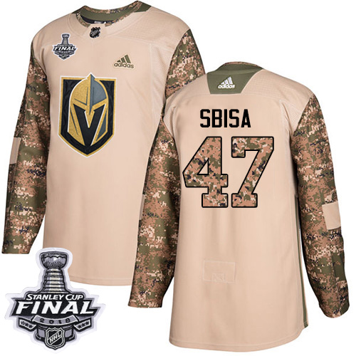 Golden Vegas Golden Knights #47 Luca Sbisa Camo Authentic 2017 Veterans Day 2018 Stanley Cup Final Stitched Jersey Men's cheap jerseys for sale - CheapJerseys.Shop