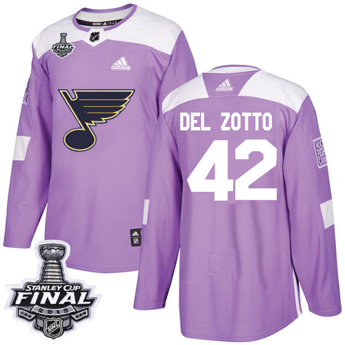 St. Louis Blues #42 Michael Del Zotto Purple Authentic Fights Cancer 2019 Stanley Cup Final Stitched Jersey Men's cheap jerseys for sale - CheapJerseys.Shop