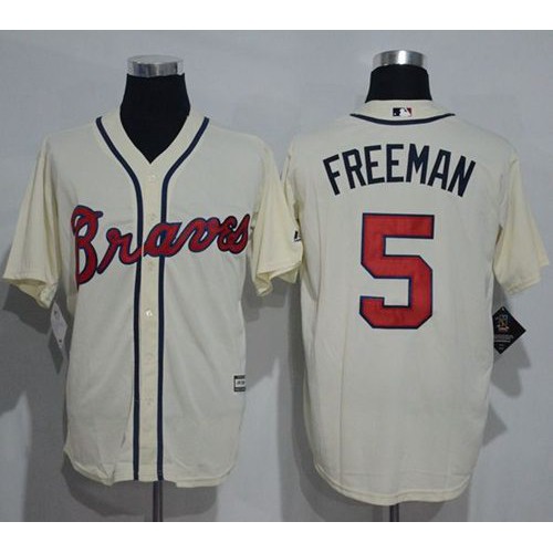 Atlanta Braves #5 Freddie Freeman Cream New Cool Base Stitched Jersey Men's cheap jerseys for sale - CheapJerseys.Shop