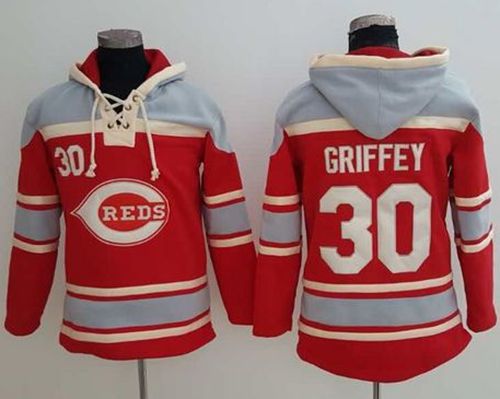 Reds #30 Ken Griffey Red Sawyer Hooded Sweatshirt Hoodie cheap jerseys for sale - CheapJerseys.Shop