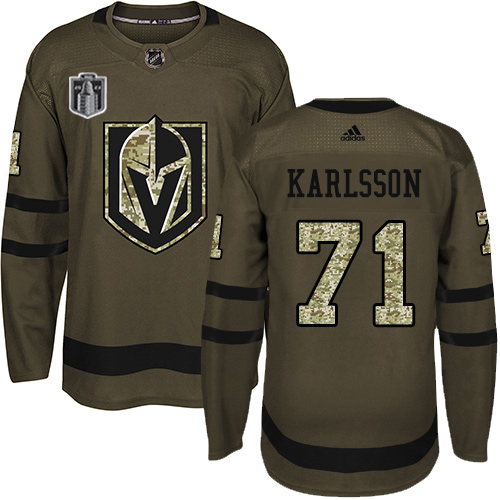 Golden Knights #71 William Karlsson Green 2023 Stanley Cup Final Patch Salute To Service Stitched Jersey cheap jerseys for sale - CheapJerseys.Shop