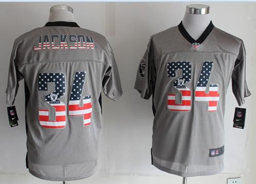 Raiders #34 Bo Jackson Grey Men's Stitched Elite USA Flag Fashion Jersey cheap jerseys for sale - CheapJerseys.Shop