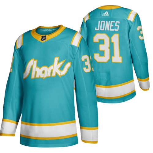 San Jose San Jose Sharks #31 Martin Jones Men's 2020 Throwback Authentic Player Jersey Teal Men's cheap jerseys for sale - CheapJerseys.Shop