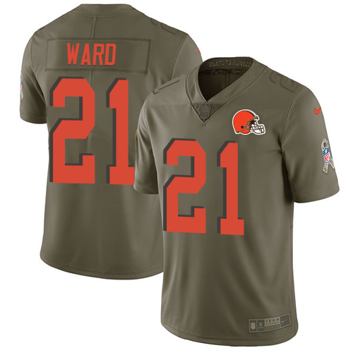 Browns #21 Denzel Ward Olive Men's Stitched Limited 2017 Salute To Service Jersey cheap jerseys for sale - CheapJerseys.Shop
