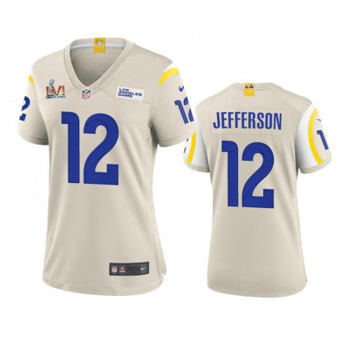 Los Angeles Los Angeles Rams #12 Van Jefferson Women's Super Bowl LVI Patch Game Jersey - Bone Womens cheap jerseys for sale - CheapJerseys.Shop