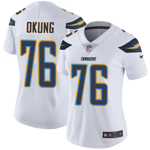 Los Angeles Chargers #76 Russell Okung White Women's Stitched Vapor Untouchable Limited Jersey Womens cheap jerseys for sale - CheapJerseys.Shop
