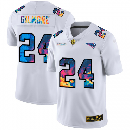 New England New England Patriots #24 Stephon Gilmore Men's White Multi-Color 2020 Crucial Catch Limited Jersey Men's cheap jerseys for sale - CheapJerseys.Shop