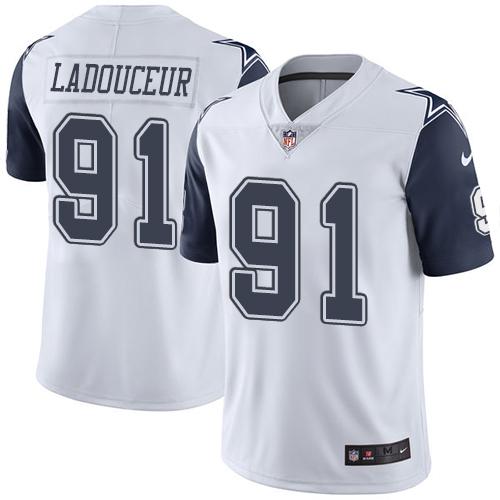 Dallas Cowboys #91 L. P. Ladouceur White Men's Stitched Limited Rush Jersey Men's cheap jerseys for sale - CheapJerseys.Shop