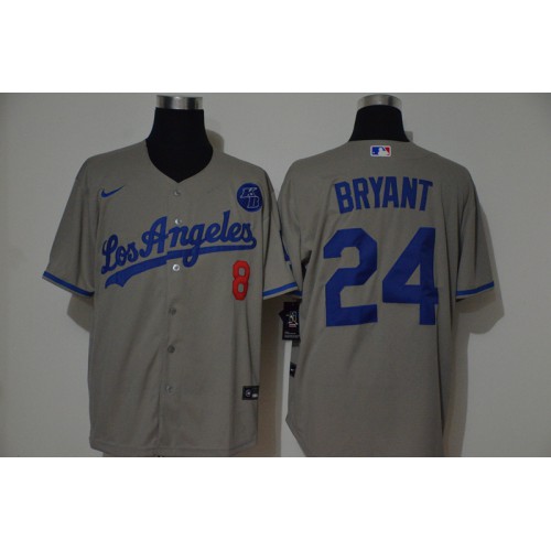 Los Angeles Los Angeles Dodgers #8 #24 Kobe Bryant Men's Grey Cool Base 2020 KB Patch Jersey Men's cheap jerseys for sale - CheapJerseys.Shop