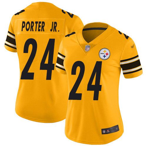 Steelers #24 Joey Porter Jr. Gold Women's Stitched Limited Inverted Legend Jersey cheap jerseys for sale - CheapJerseys.Shop