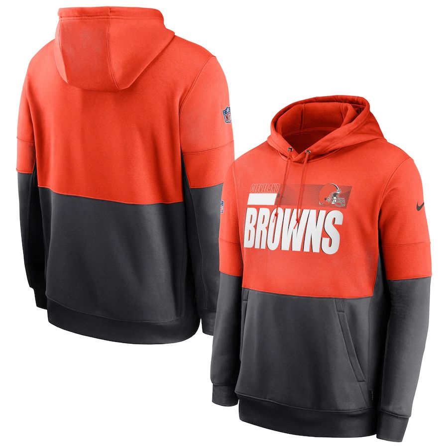 Cleveland Browns Sideline Impact Lockup Performance Pullover Hoodie Orange Charcoal cheap jerseys for sale - CheapJerseys.Shop