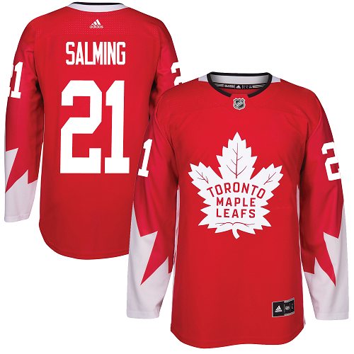 Maple Toronto Maple Leafs #21 Borje Salming Red Team Canada Authentic Stitched Jersey Men's cheap jerseys for sale - CheapJerseys.Shop