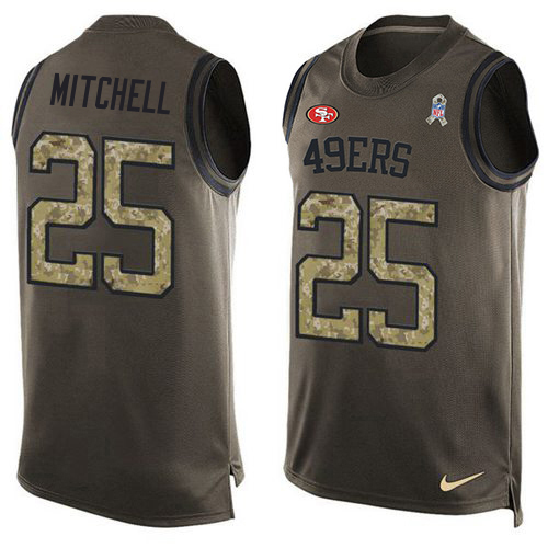 49ers #25 Elijah Mitchell Green Men's Stitched Limited Salute To Service Tank Top Jersey cheap jerseys for sale - CheapJerseys.Shop