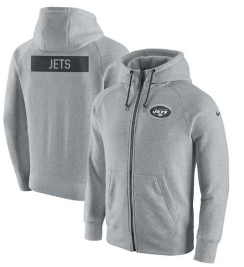 Men's New York Jets Ash Gridiron Gray 2.0 Full-Zip Hoodie cheap jerseys for sale - CheapJerseys.Shop