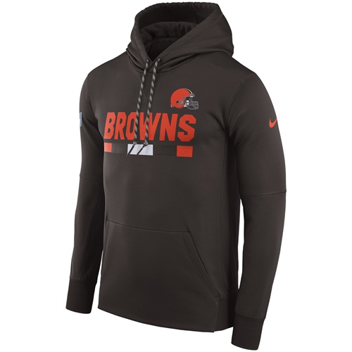 Men's Cleveland Browns Brown Sideline ThermaFit Performance PO Hoodie cheap jerseys for sale - CheapJerseys.Shop