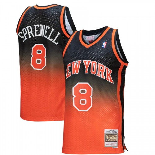 New York New York Knicks #8 Latrell Sprewell Mitchell & Ness Mens Orange/Black 1998/99 Hardwood Classics Fadeaway Swingman Player Jersey Mens cheap jerseys for sale - CheapJerseys.Shop