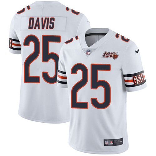 Chicago Bears #25 Mike Davis White Men's 100th Season Stitched Vapor Untouchable Limited Jersey Men's cheap jerseys for sale - CheapJerseys.Shop