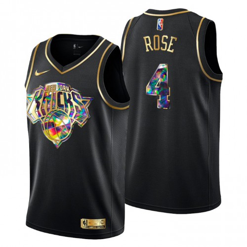 New York New York Knicks #4 Derrick Rose Mens Golden Edition Diamond Logo 2021/22 Swingman Jersey - Black Mens cheap jerseys for sale - CheapJerseys.Shop