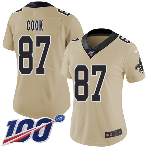 New Orleans Saints #87 Jared Cook Gold Women's Stitched Limited Inverted Legend 100th Season Jersey Womens cheap jerseys for sale - CheapJerseys.Shop