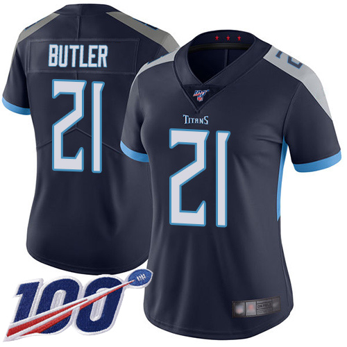 Tennessee Titans #21 Malcolm Butler Navy Blue Team Color Women's Stitched 100th Season Vapor Limited Jersey Womens cheap jerseys for sale - CheapJerseys.Shop