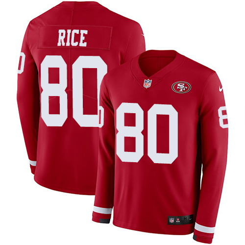 49ers #80 Jerry Rice Red Team Color Men's Stitched Limited Therma Long Sleeve Jersey cheap jerseys for sale - CheapJerseys.Shop