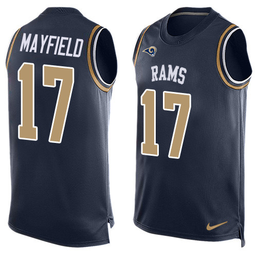 Rams #17 Baker Mayfield Navy Blue Team Color Men's Stitched Limited Tank Top Jersey cheap jerseys for sale - CheapJerseys.Shop