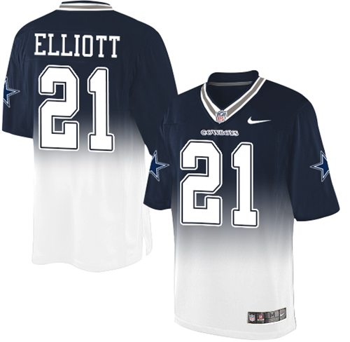 Cowboys #21 Ezekiel Elliott Navy Blue/White Men's Stitched Elite Fadeaway Fashion Jersey cheap jerseys for sale - CheapJerseys.Shop