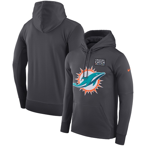 Men's Miami Dolphins Anthracite Crucial Catch Performance Pullover Hoodie cheap jerseys for sale - CheapJerseys.Shop