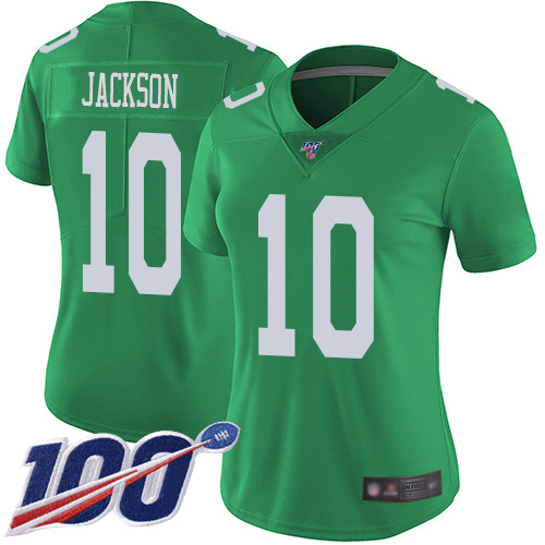 Philadelphia Eagles #10 DeSean Jackson Green Women's Stitched Limited Rush 100th Season Jersey Womens cheap jerseys for sale - CheapJerseys.Shop