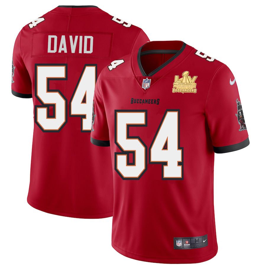 Tampa Bay Buccaneers #54 Lavonte David Men's Super Bowl LV Champions Patch Red Vapor Limited Jersey cheap jerseys for sale - CheapJerseys.Shop