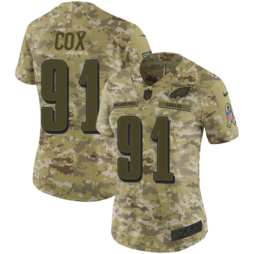Philadelphia Eagles #91 Fletcher Cox Camo Women's Stitched Limited 2018 Salute to Service Jersey Womens cheap jerseys for sale - CheapJerseys.Shop