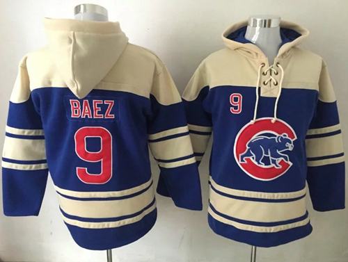 Cubs #9 Javier Baez Blue Sawyer Hooded Sweatshirt Hoodie cheap jerseys for sale - CheapJerseys.Shop