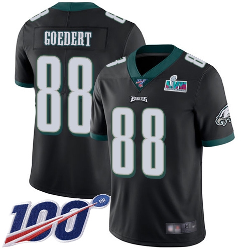 Eagles #88 Dallas Goedert Black Super Bowl LVII Patch Alternate Men's Stitched 100th Season Vapor Limited Jersey cheap jerseys for sale - CheapJerseys.Shop
