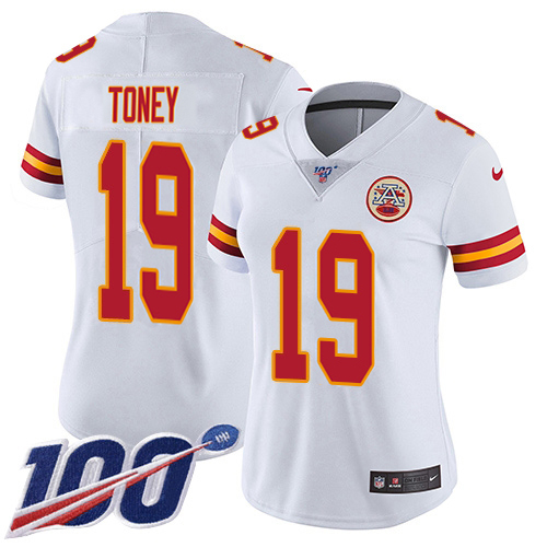 Chiefs #19 Kadarius Toney White Women's Stitched 100th Season Vapor Limited Jersey cheap jerseys for sale - CheapJerseys.Shop