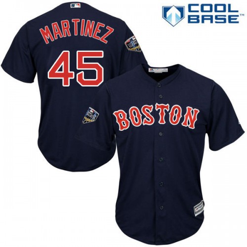 Boston Red Sox #45 Pedro Martinez Navy Blue New Cool Base 2018 World Series Stitched Jersey Men's cheap jerseys for sale - CheapJerseys.Shop