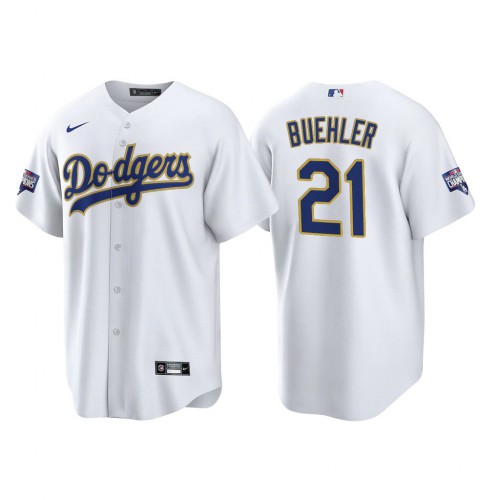 Los Angeles Los Angeles Dodgers #21 Walker Buehler Men's 2021 Gold Program World Series Champions Jersey Whtie Men's cheap jerseys for sale - CheapJerseys.Shop