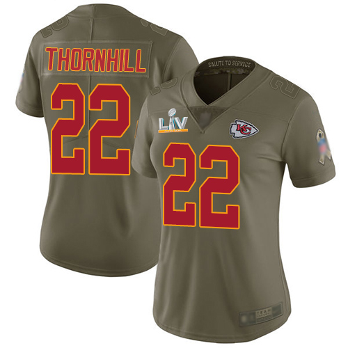 Kansas City Chiefs #22 Juan Thornhill Olive Women's Super Bowl LV Bound Stitched Limited 2017 Salute To Service Jersey Womens cheap jerseys for sale - CheapJerseys.Shop