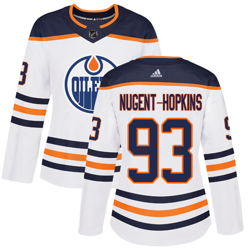 Edmonton Oilers #93 Ryan Nugent-Hopkins White Road Authentic Women's Stitched Jersey Womens cheap jerseys for sale - CheapJerseys.Shop