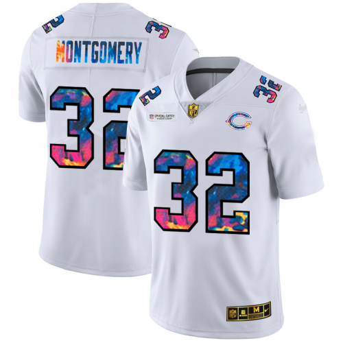 Chicago Chicago Bears #32 David Montgomery Men's White Multi-Color 2020 Crucial Catch Limited Jersey Men's cheap jerseys for sale - CheapJerseys.Shop